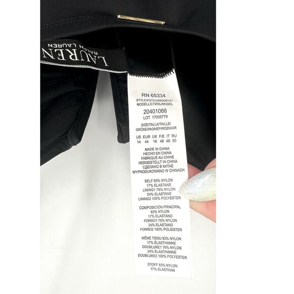 LAUREN RALPH LAUREN Solids V Wire One Piece Swimsuit Size 14 Black NWT - Picture 10 of 12